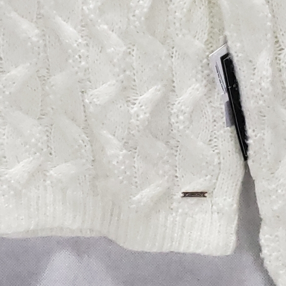 Volcom Sweater Small White Cable Knit Cropped - Picture 10 of 14